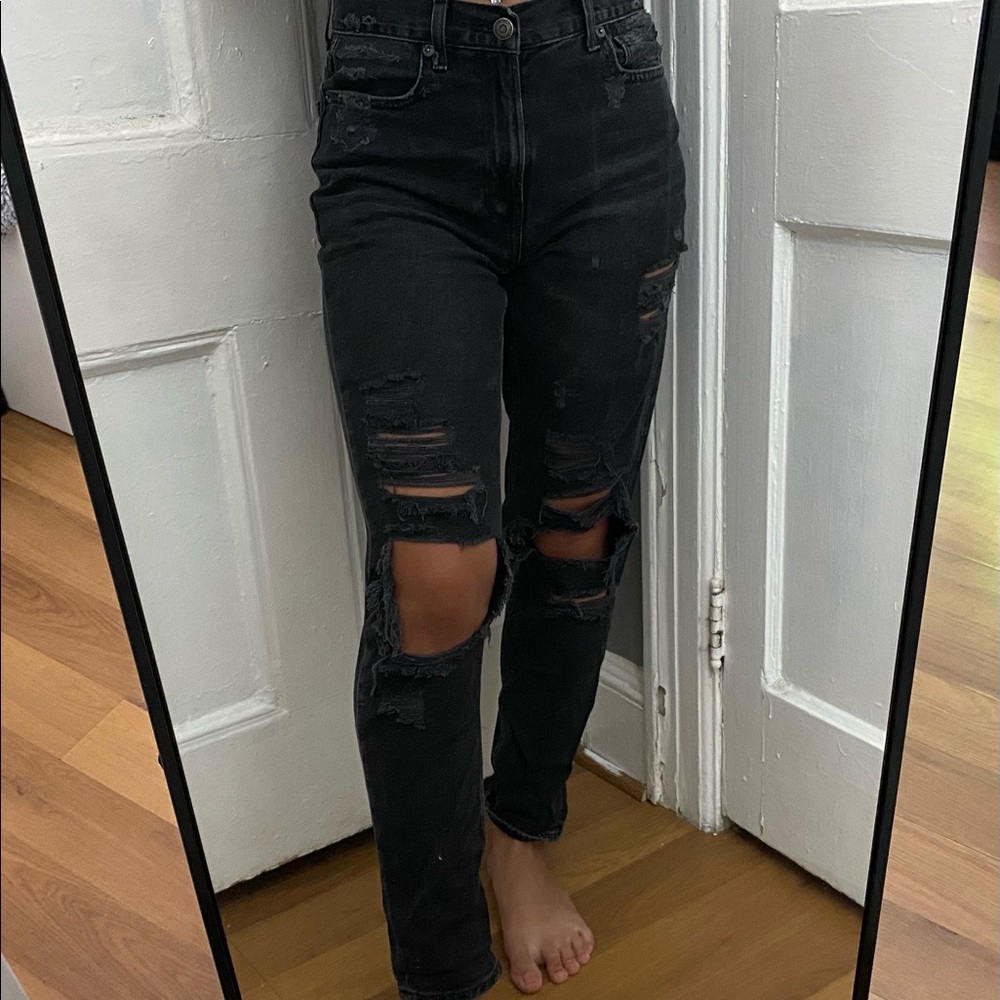 Black Ripped Mom Jeans